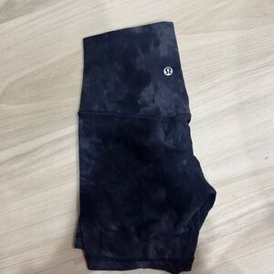 Lululemon Athletica Dark Blue Tie-Dye Bike Shorts